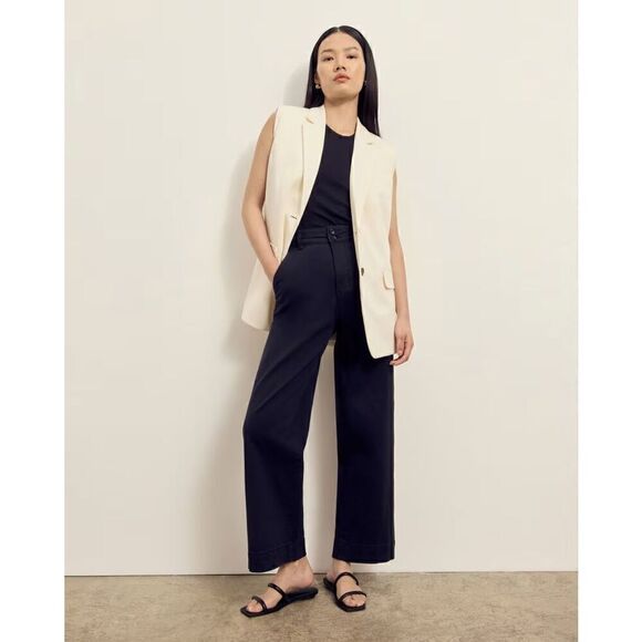 Everlane The Organic Wide-Leg Pant Black Size 2 NWT - Picture 1 of 14